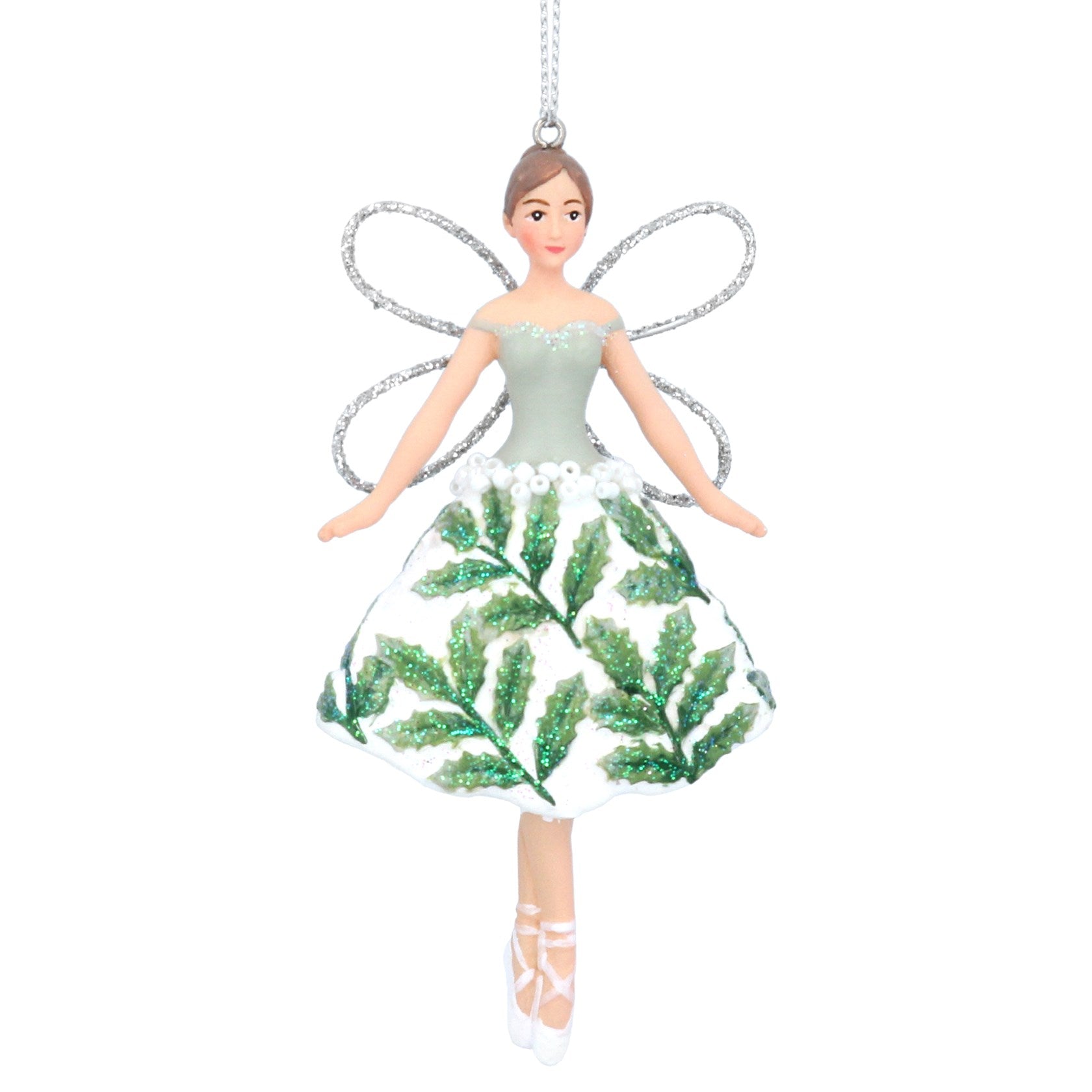 Hanging Glitter Fairy Decoration - Green - Holly