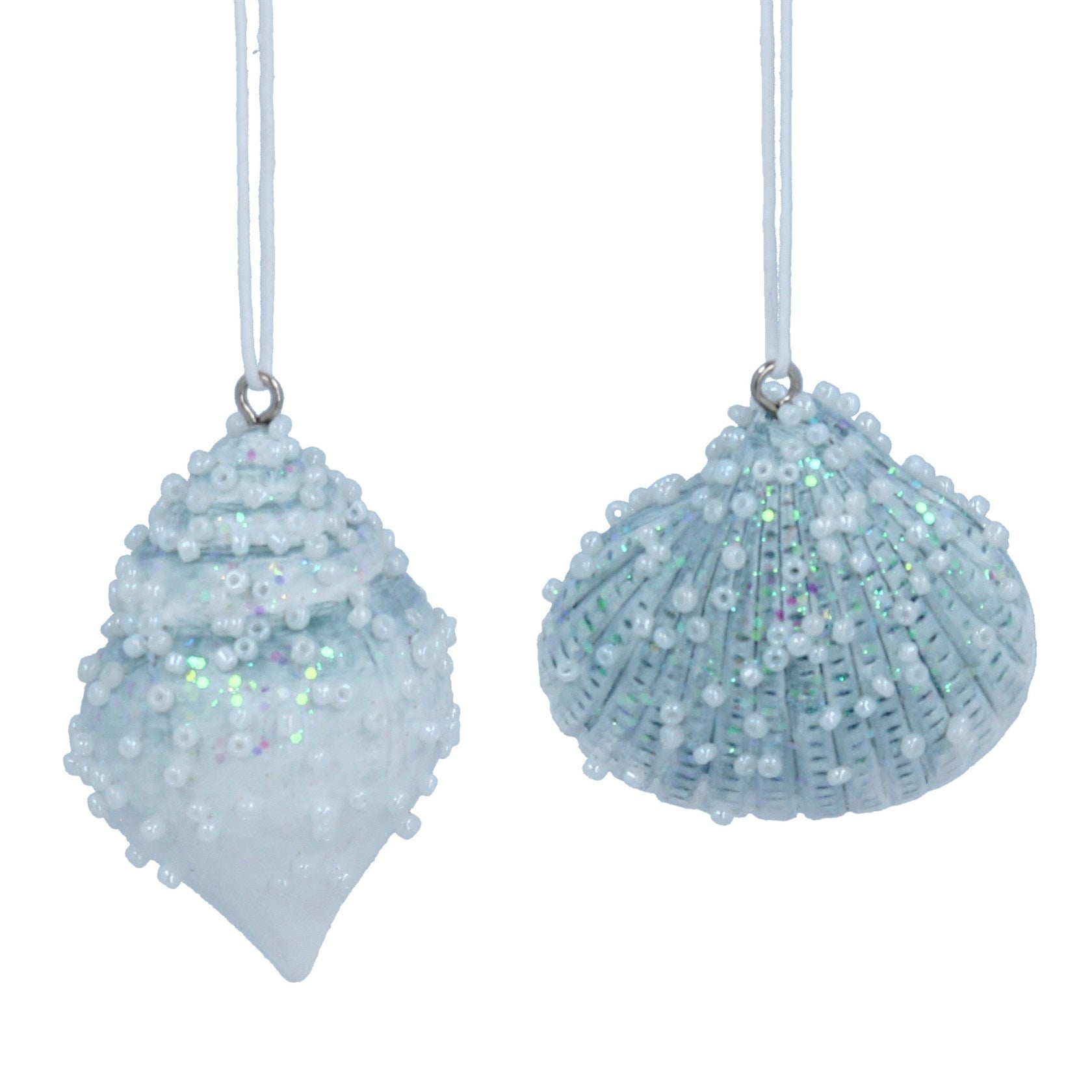 Hanging Shell Decoration - Pale Blue - Set of 2