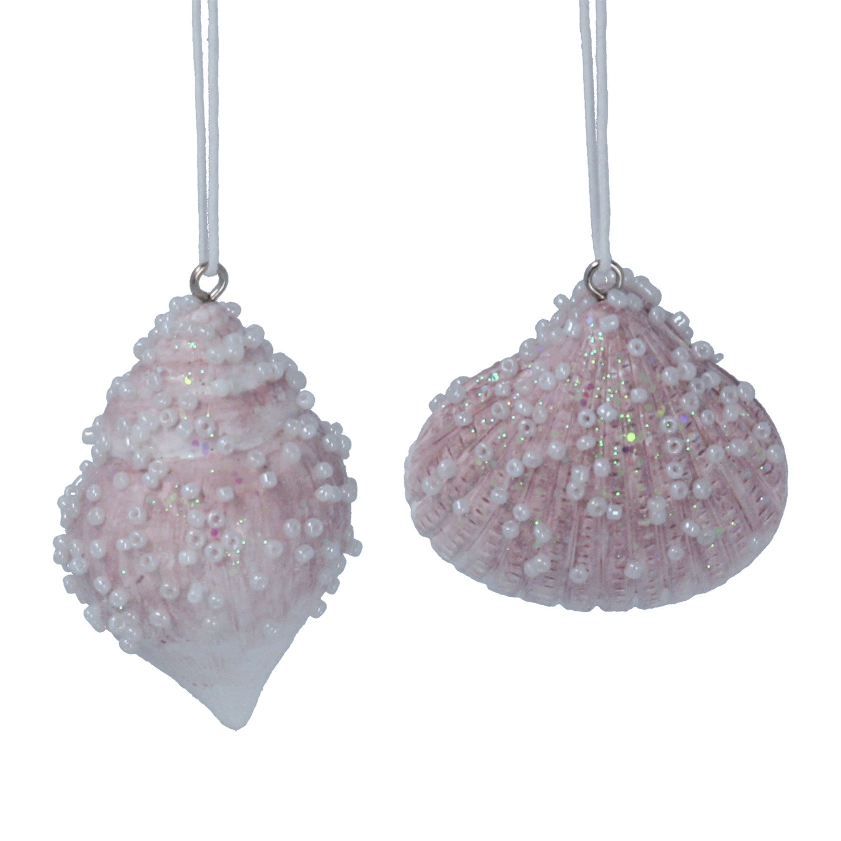 Hanging Shell Decoration - Pale Pink - Set of 2