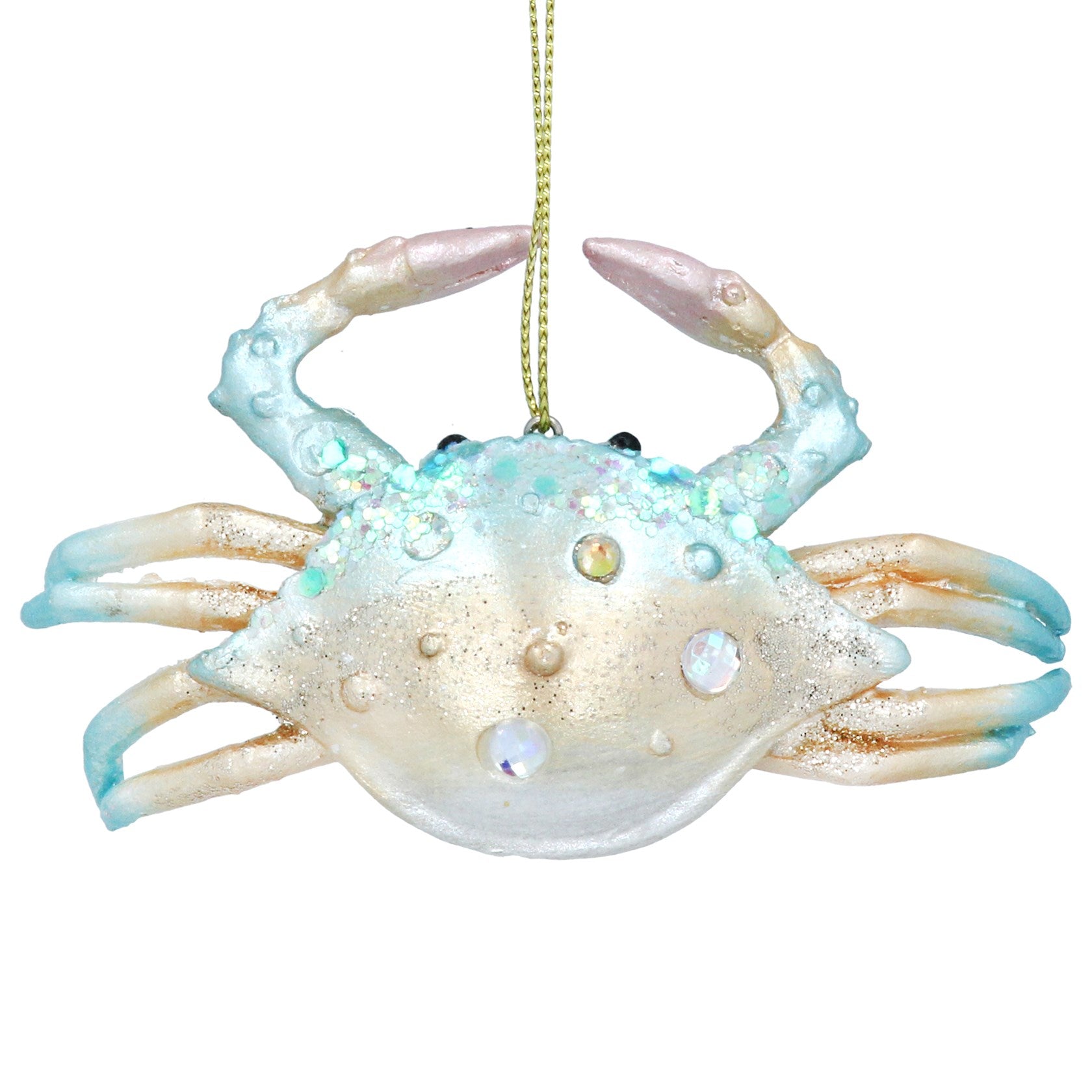 Hanging Crab Decoration - Blue & Gold