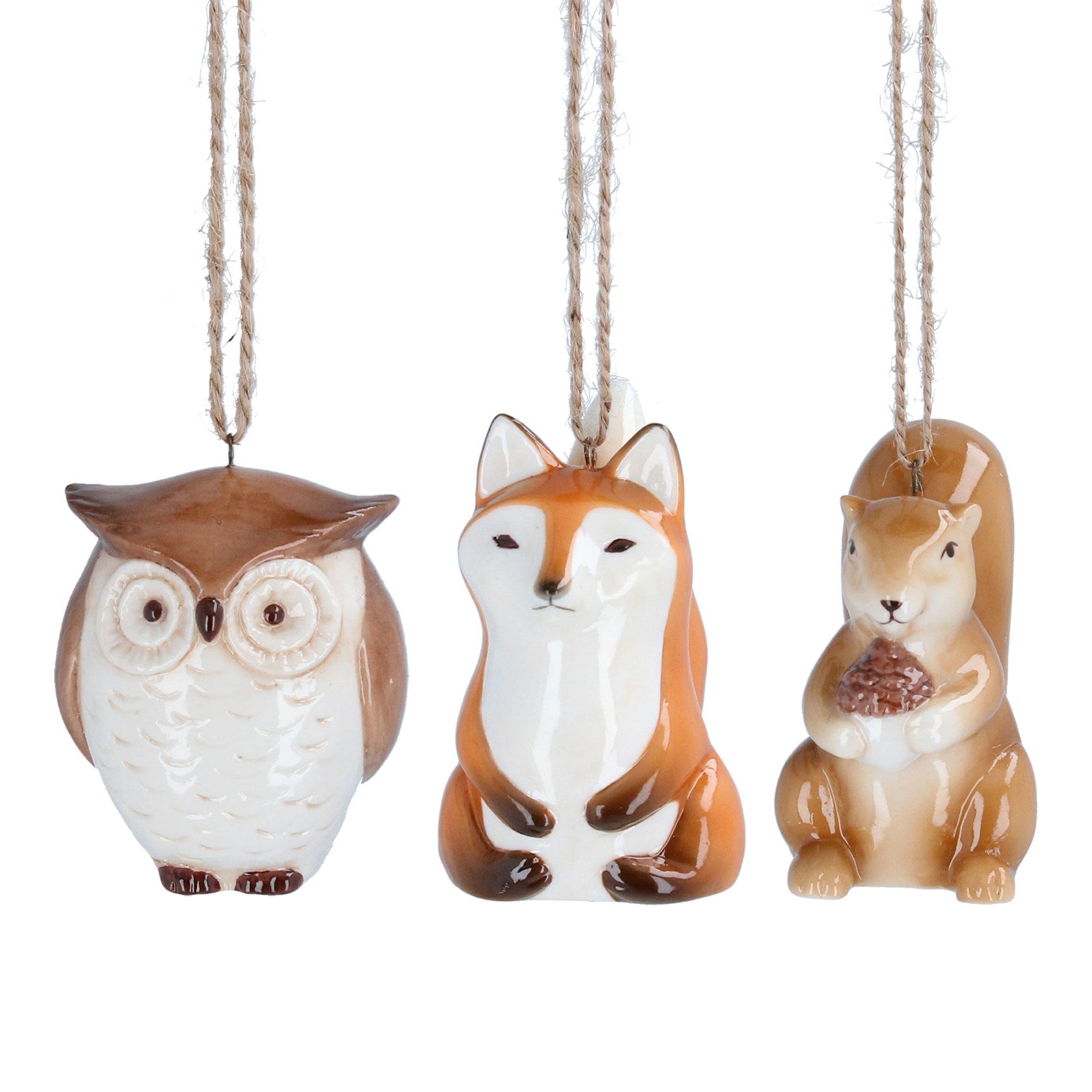 Hanging Ceramic Animal Decoration - Woodland - Set of 3