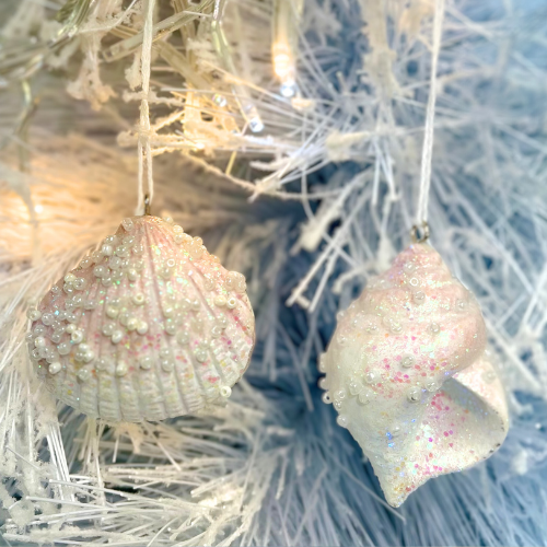Hanging Shell Decoration - Pale Pink - Set of 2