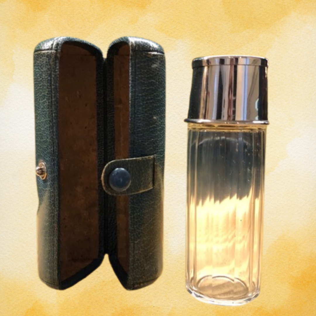 Vintage Travel Flask with Case and Beaker