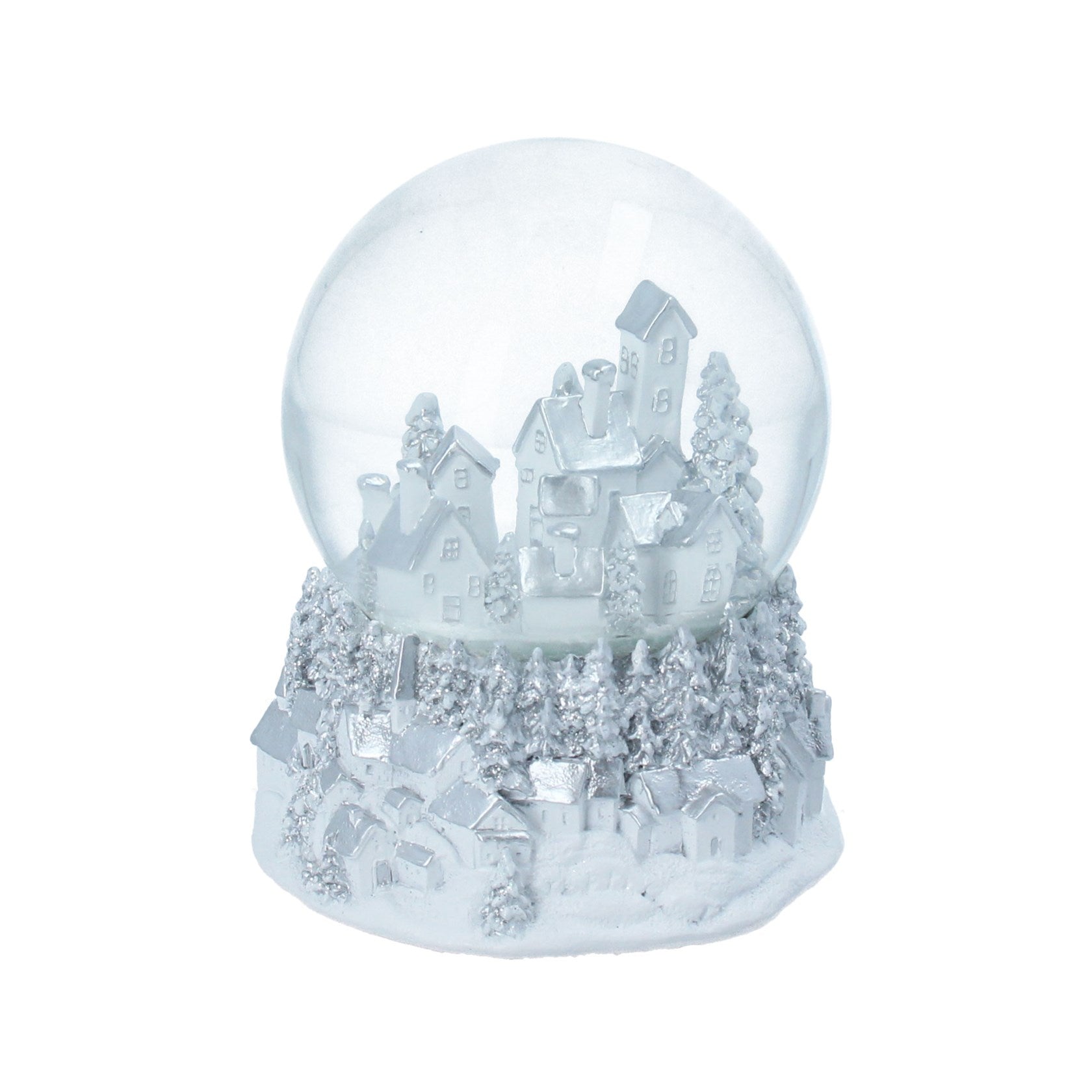 Musical Snow Globe - Silver & White - Christmas Village