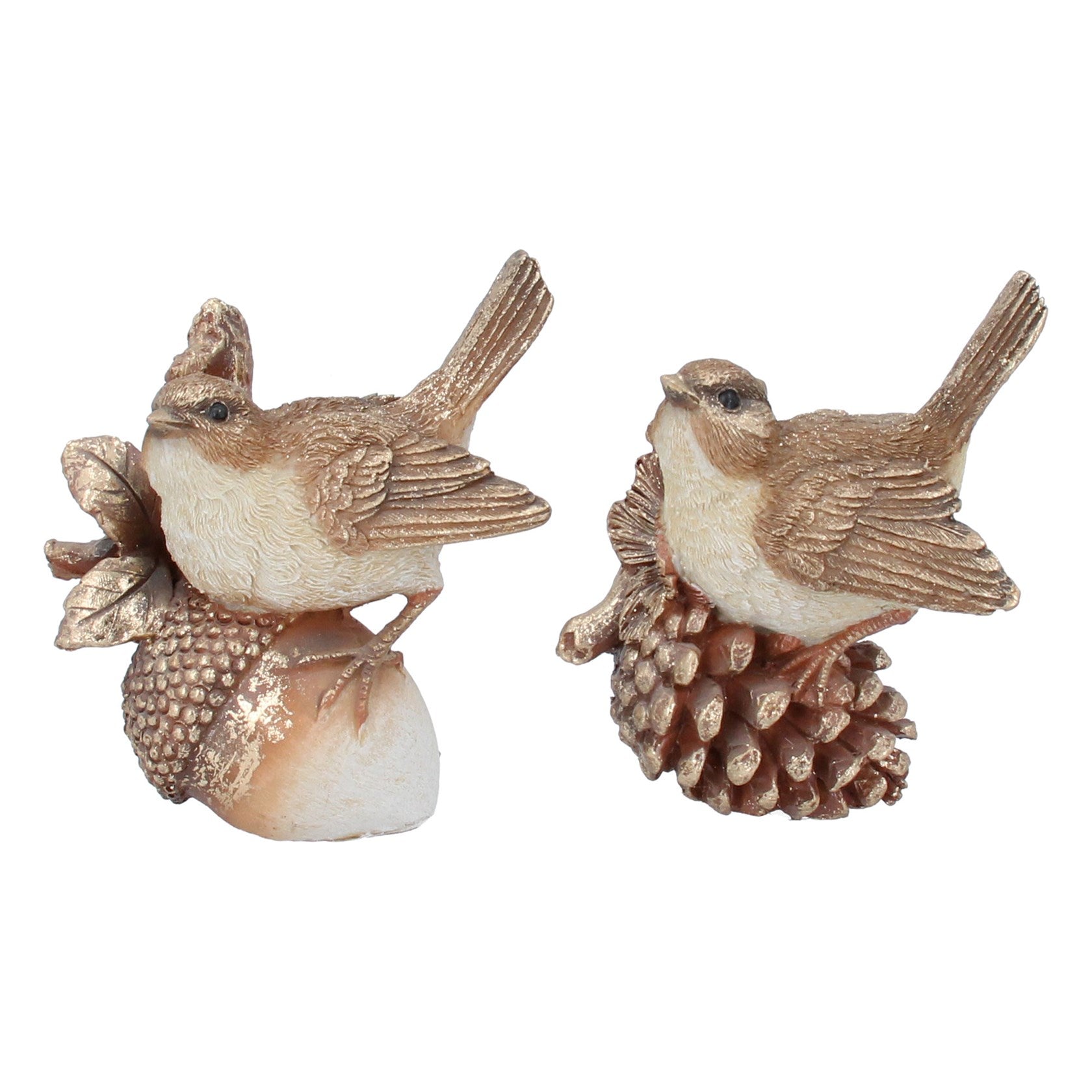 Golden Winter Bird Ornament - Woodland - Set of 2