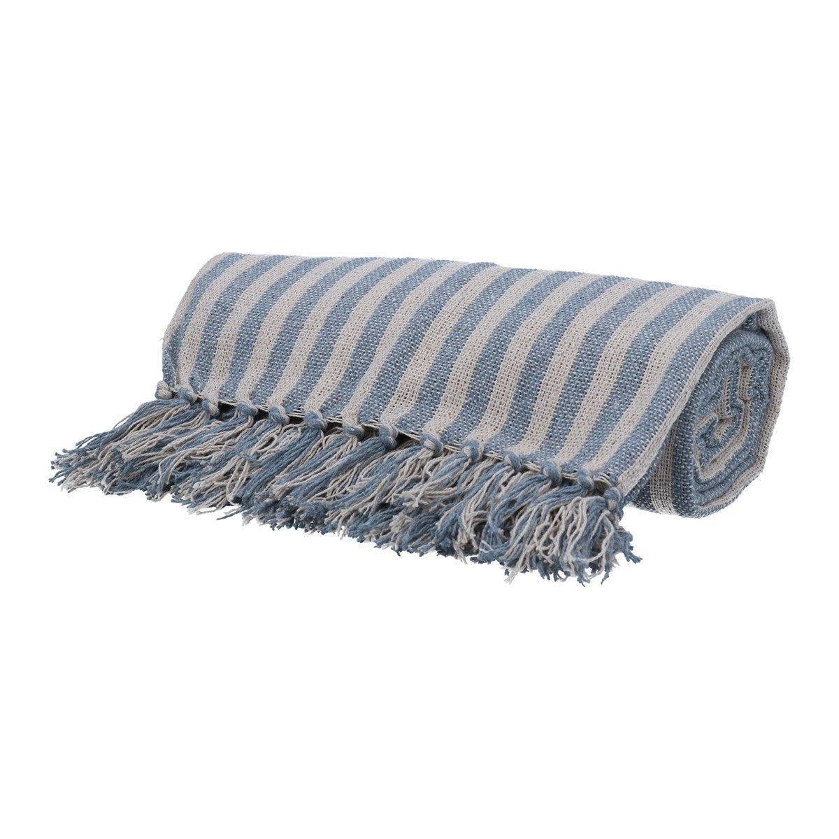 Cotton Throw - Blue Woven Stripe
