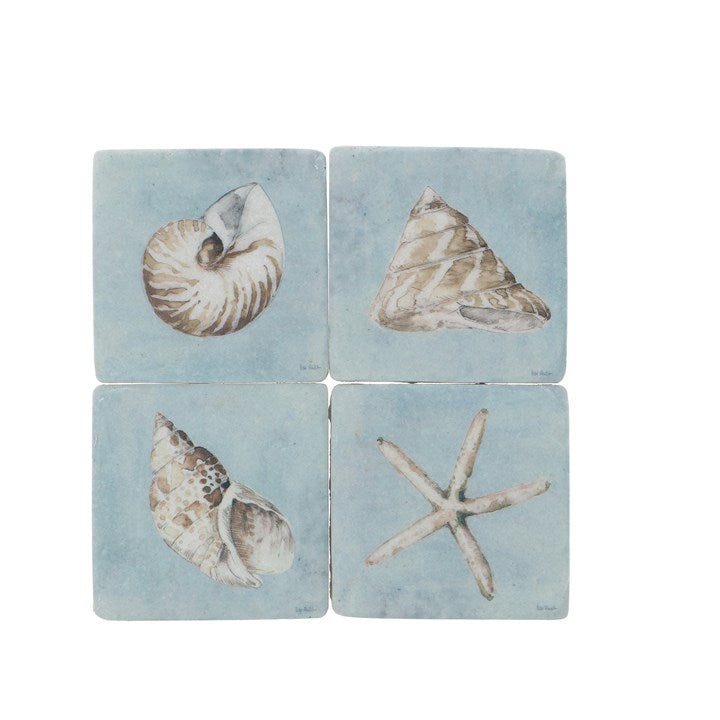 4 Resin Coasters - Shells