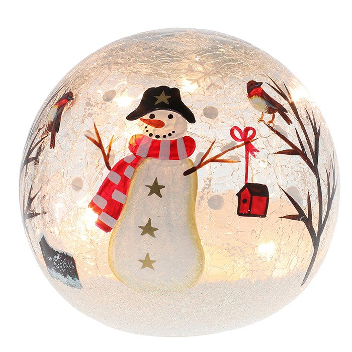 LED Crackle Ball - Snowman