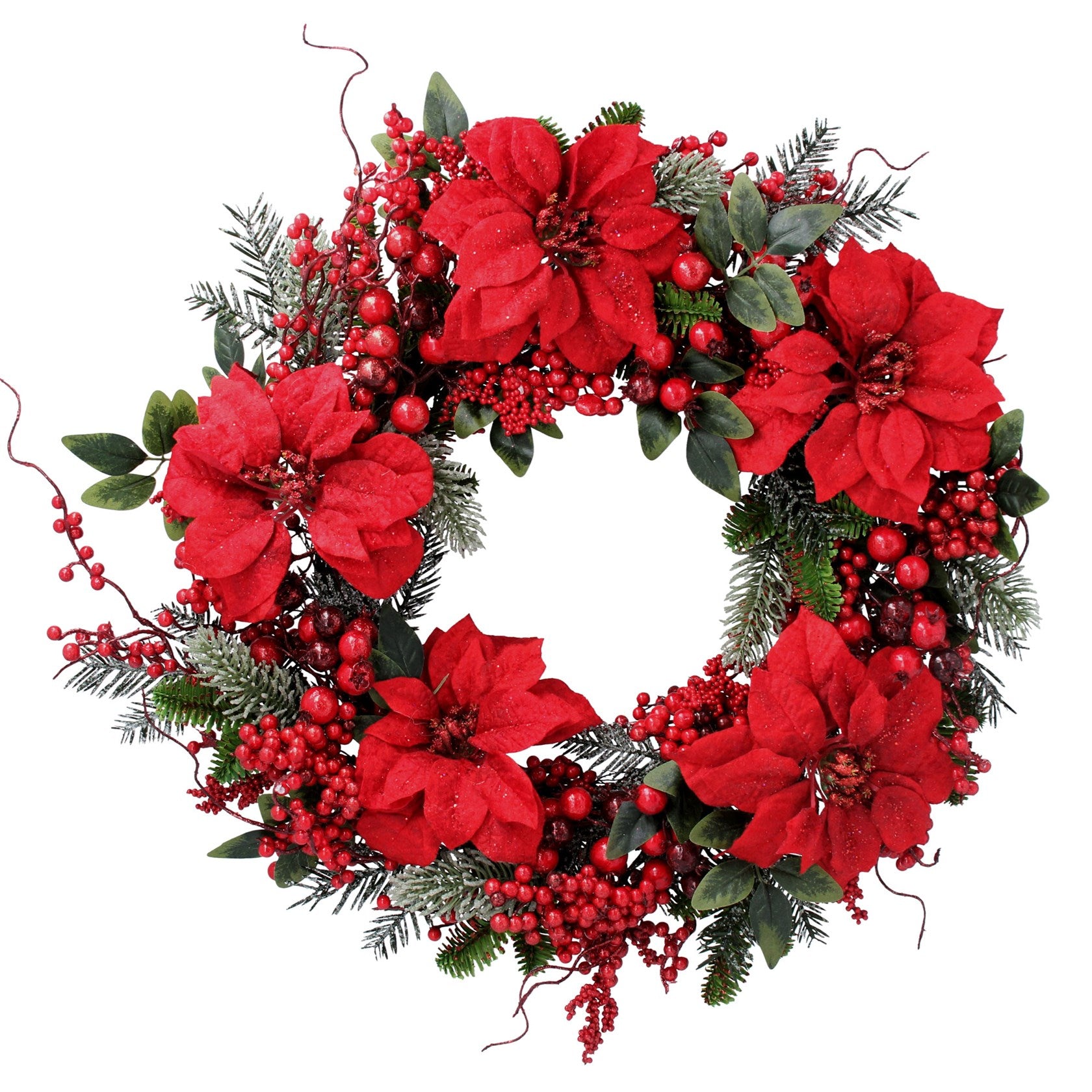 Fir, Berry & Poinsettia Wreath