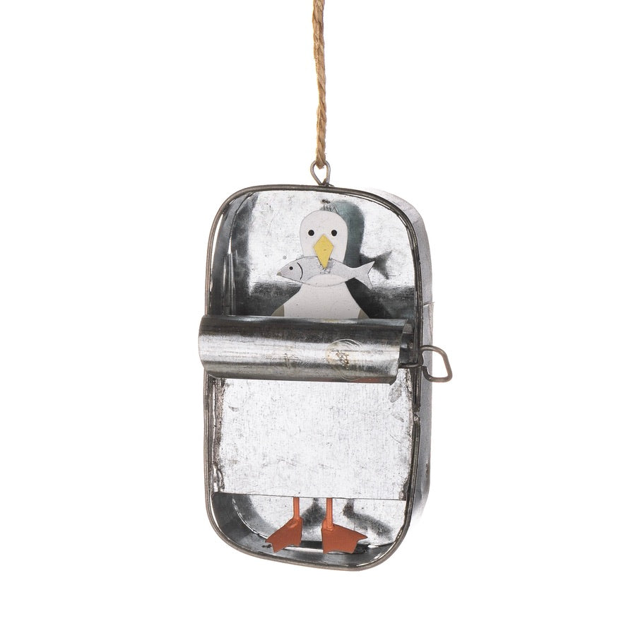 Hanging Tin Ornament - Peeping Seagull