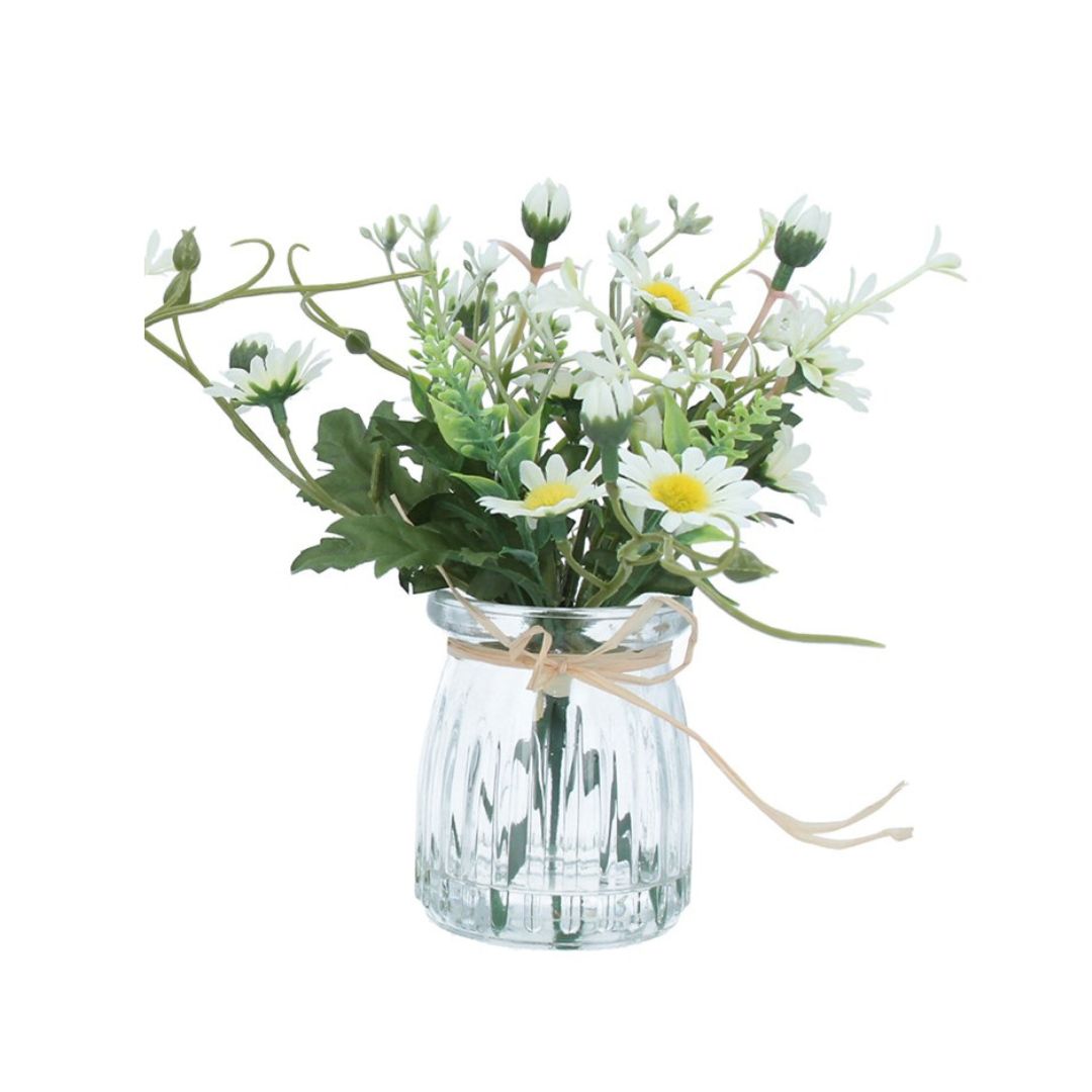 Mini Faux Spring Flowers in Jar