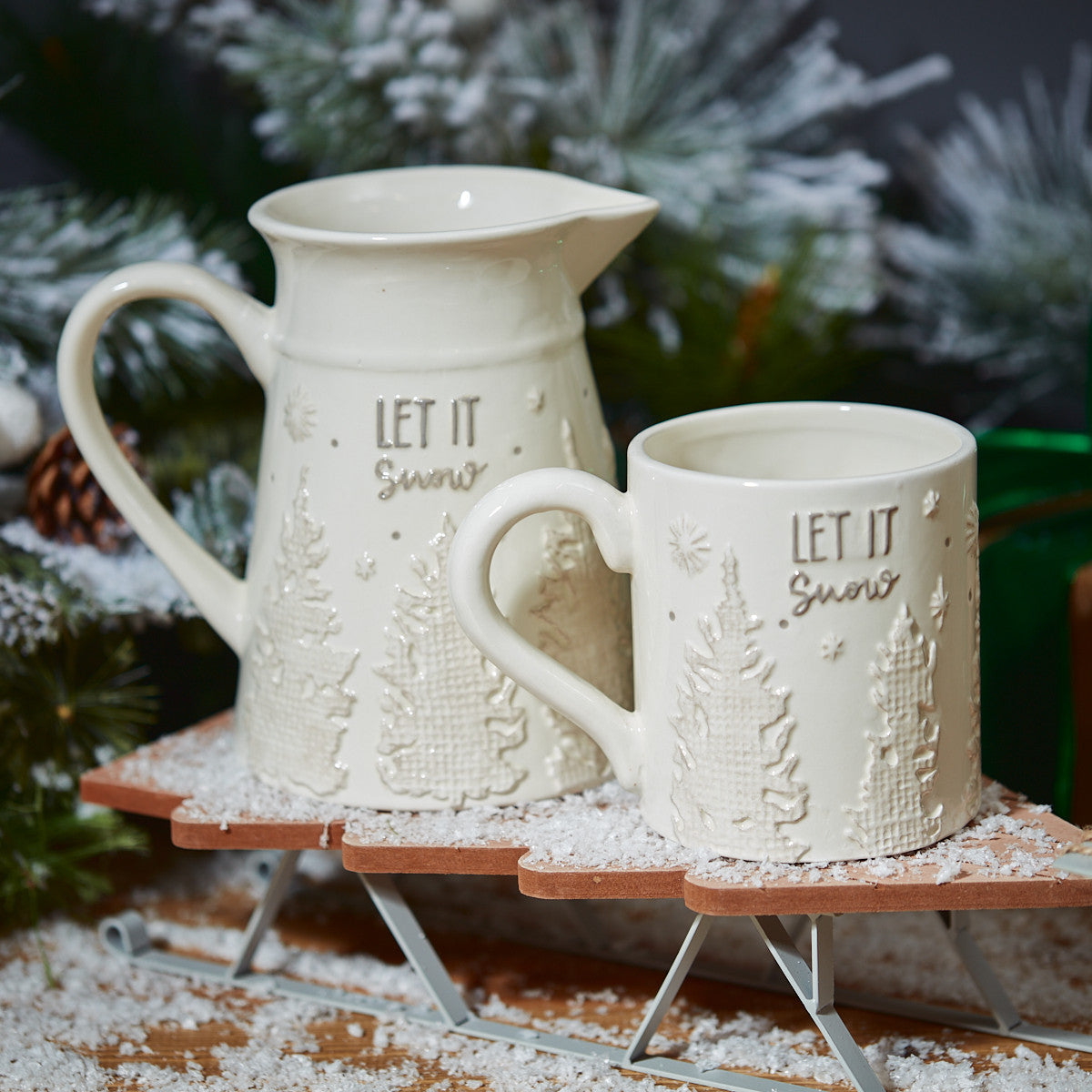 Let it Snow Embossed Jug