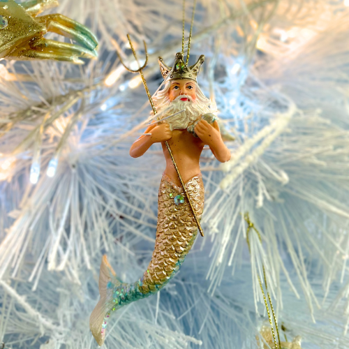 Hanging Neptune Decoration - Blue & Gold