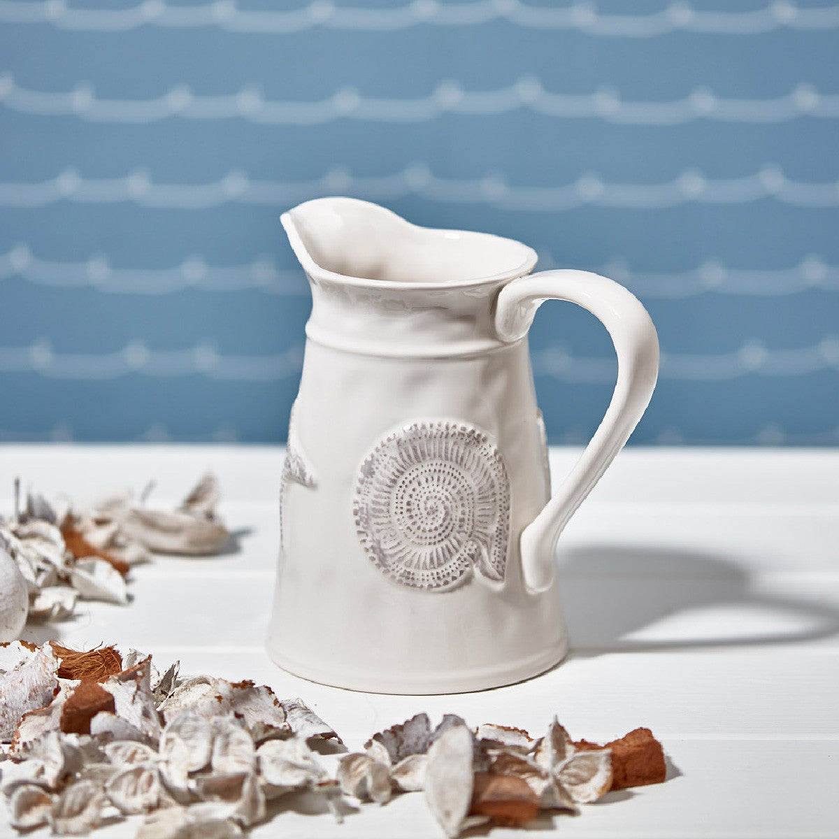 Ivory Ceramic Jug - Starfish & Shells