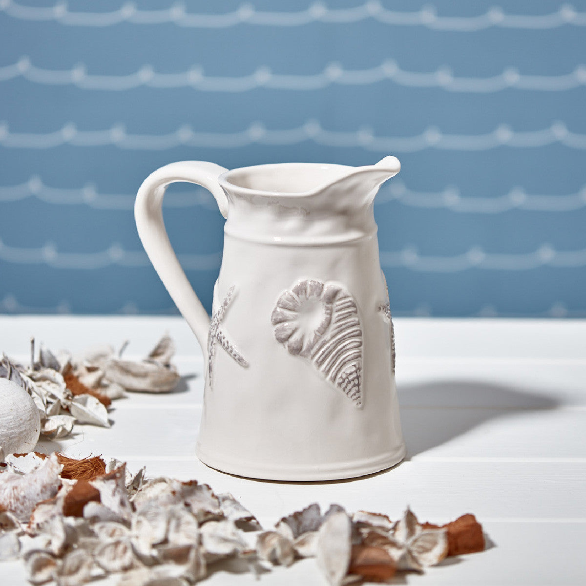 Ivory Ceramic Jug - Starfish & Shells