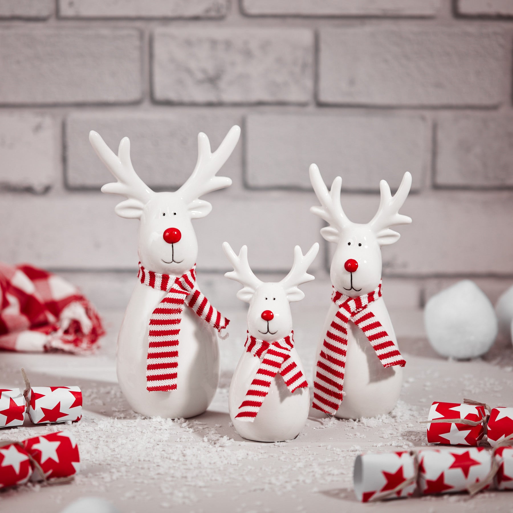 Ceramic Standing Reindeers - Set of 3