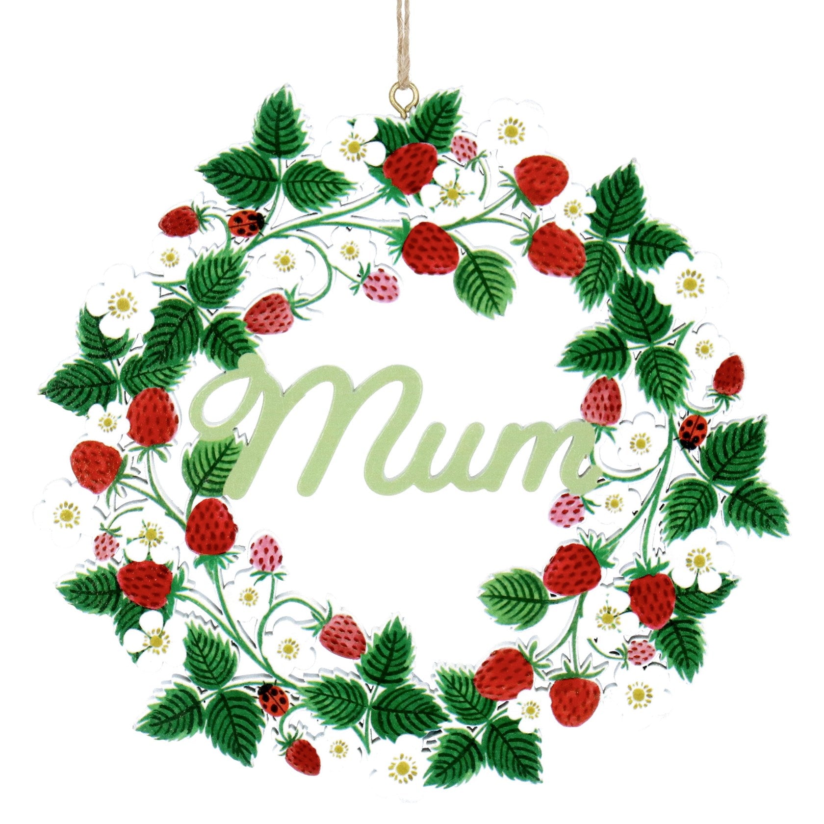 Wooden Mini 'Mum' Wreath - Strawberries