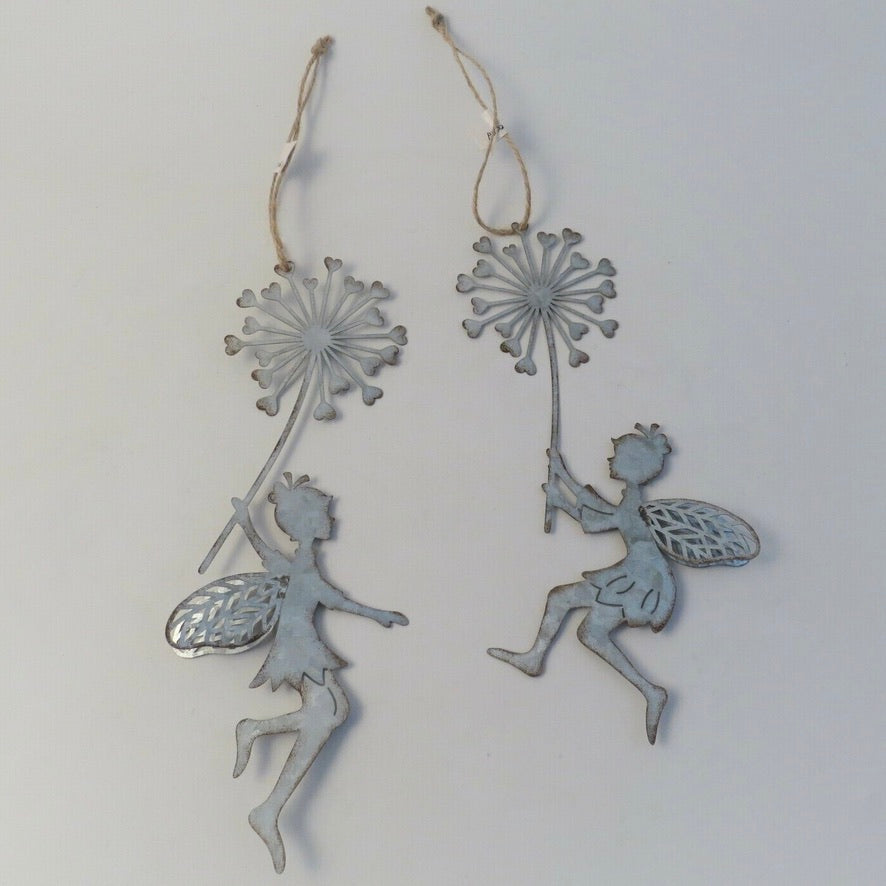 Dandelion Metal Hanging Fairies - Set of 2