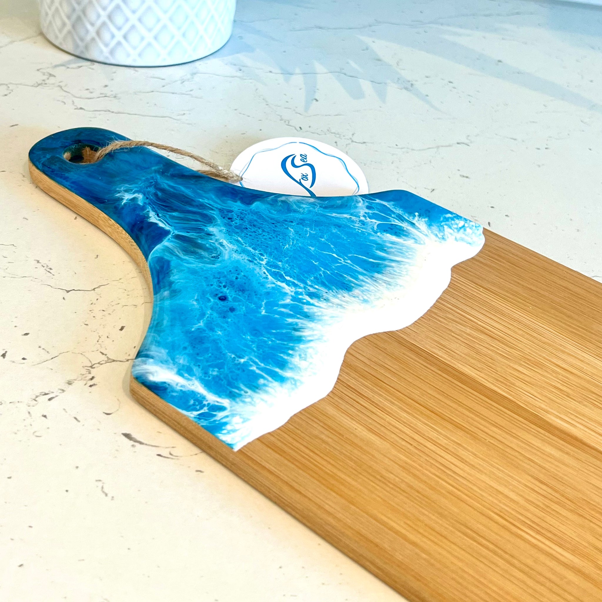 Bamboo Surfboard Serving Board - Blue