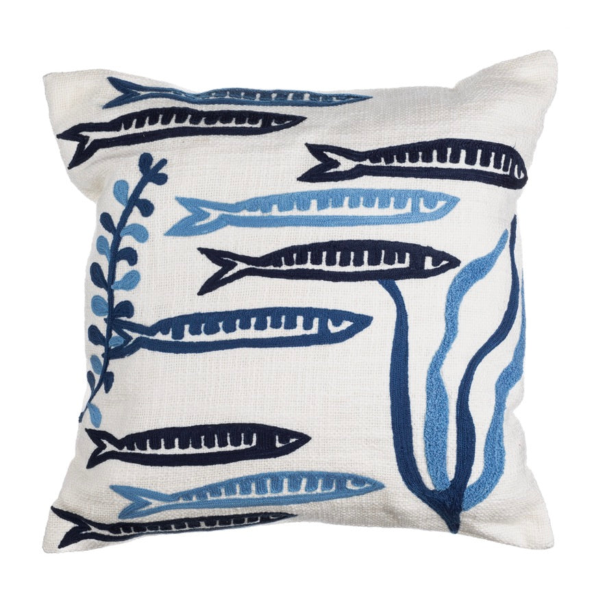 Sardine and Seaweed Cushion - Cream