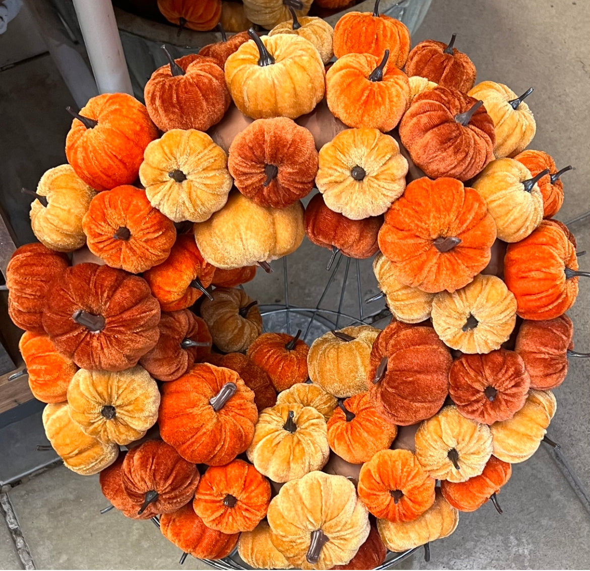 Autumn Wreath - Velvet Pumpkins