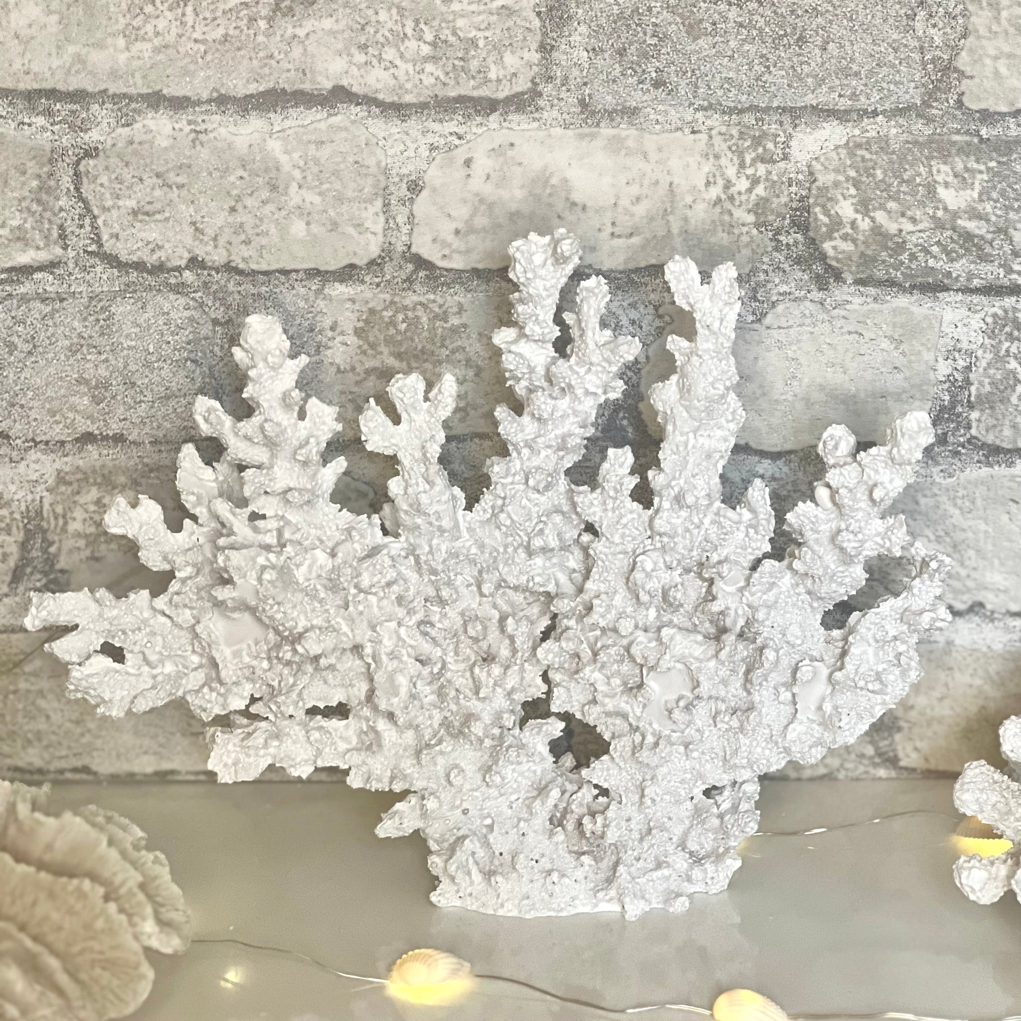 Faux Coral Lace Resin Ornament - Large
