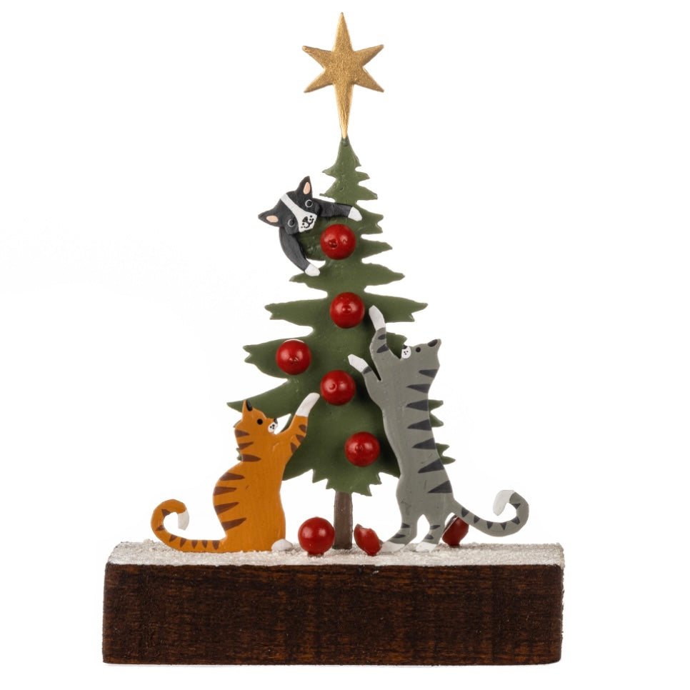 Cats decorating the Christmas Tree