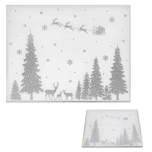 Glass Silver Christmas Placemat - Set of 2