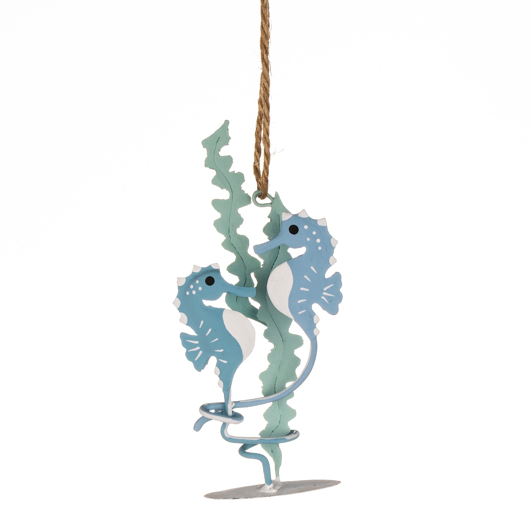 Hanging Tin Ornament - Blue Seahorse
