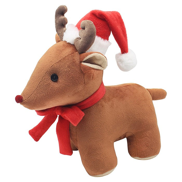 Christmas Doorstop - Reindeer in Santa Hat