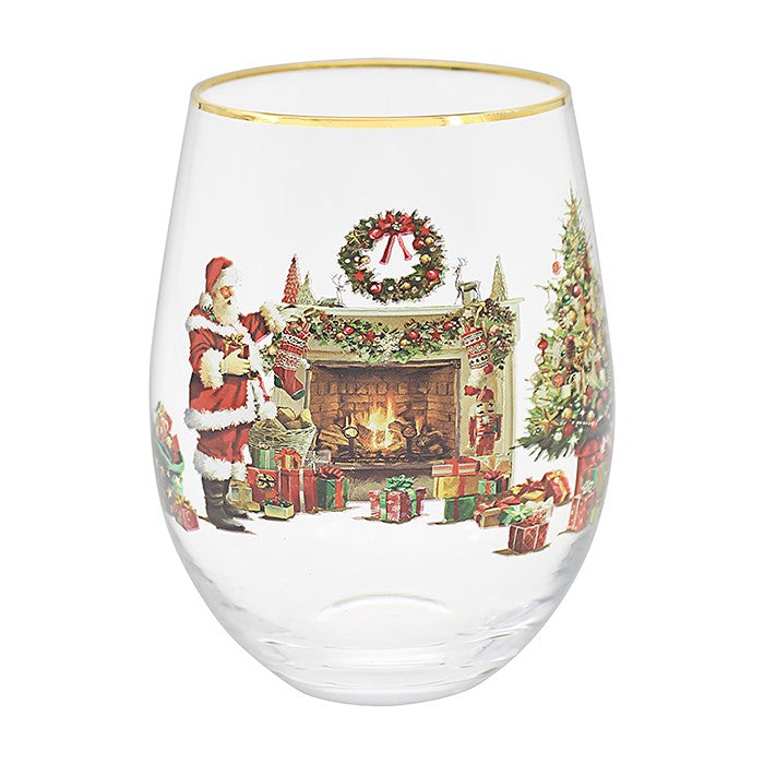 Christmas Stemless Glass - Vintage Scene