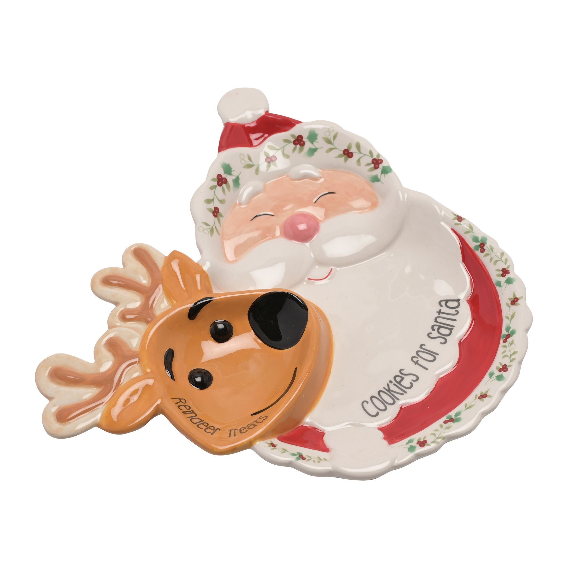 Ceramic Plate - Santa & Reindeer Treats