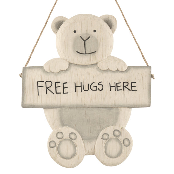 Hanging Bear Sign - Free Hugs Here