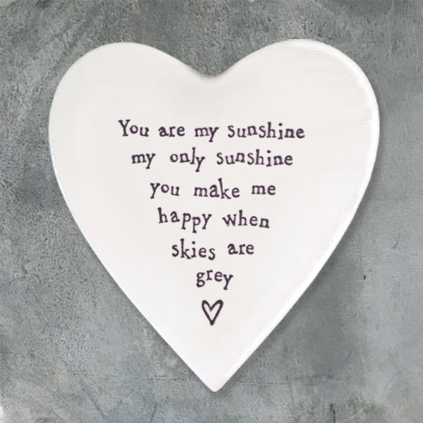 Porcelain Heart Coaster - You Are My Sunshine