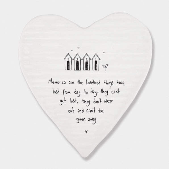 Porcelain Heart Coaster - Memories are the Loveliest