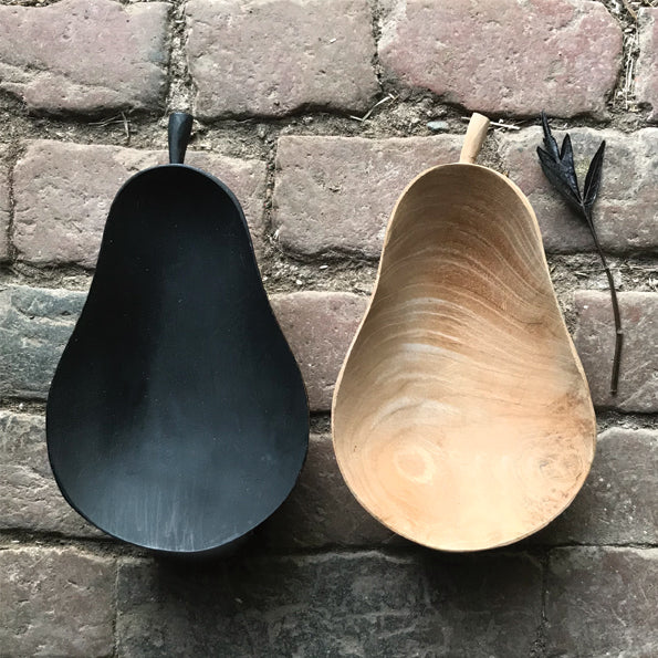 Pear Shaped Wooden Bowl - Black