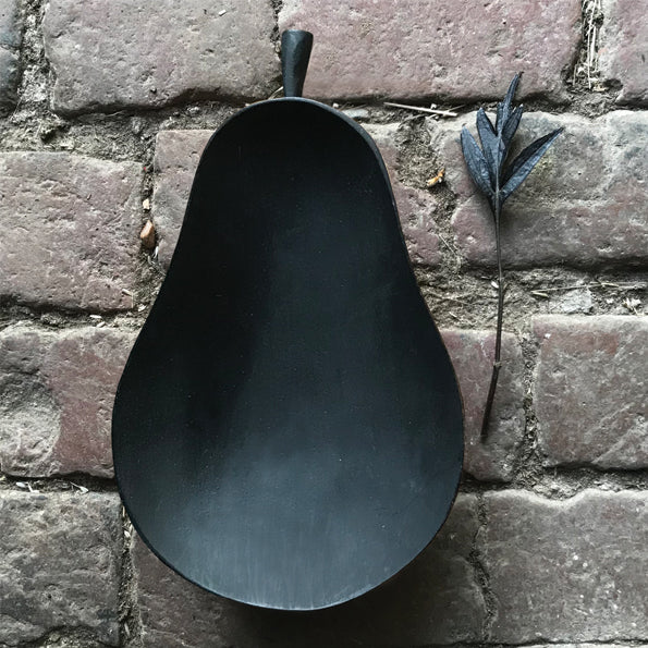 Pear Shaped Wooden Bowl - Black