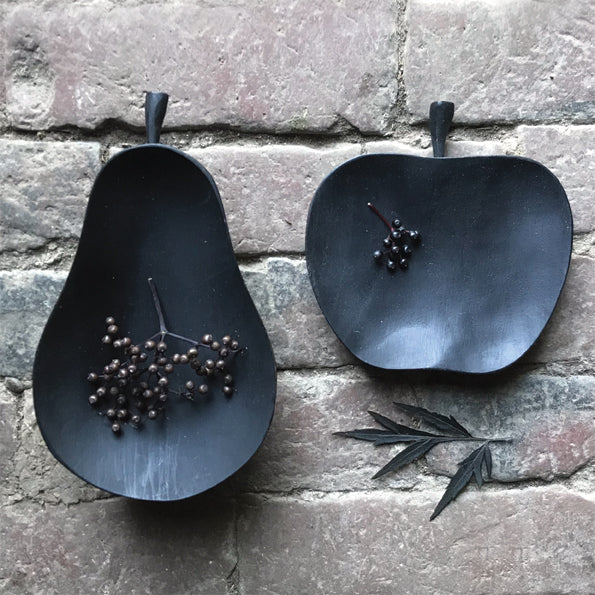 Pear Shaped Wooden Bowl - Black