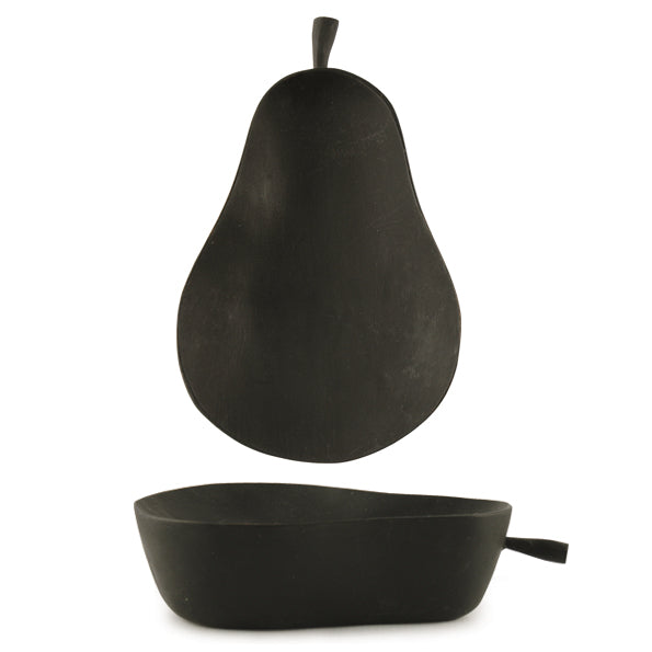 Pear Shaped Wooden Bowl - Black