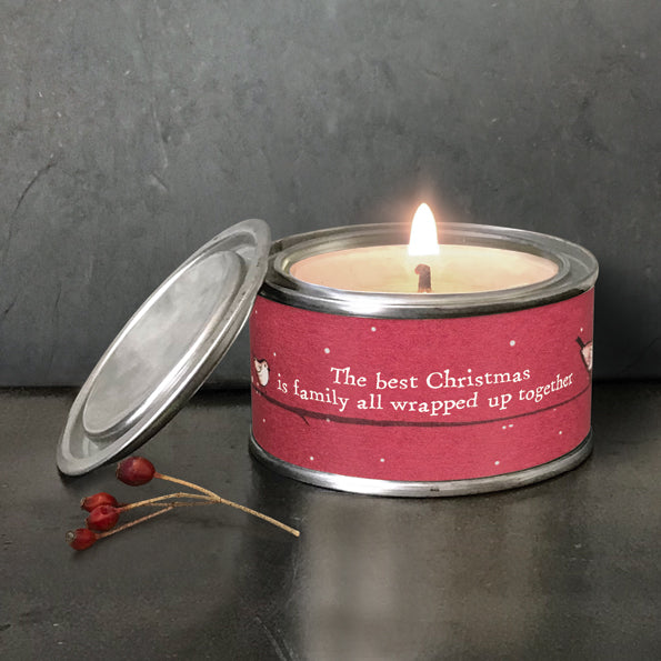 Red robin candle - Best Christmas is family