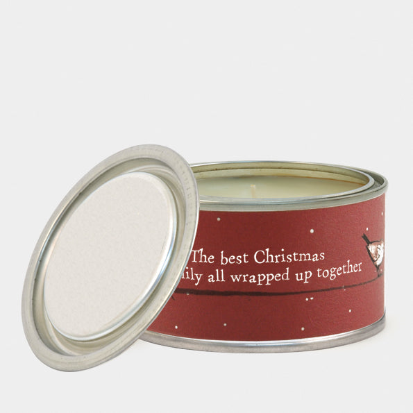 Red robin candle - Best Christmas is family