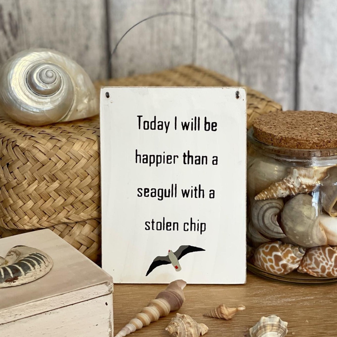 Wooden Seagull Quote Plaque