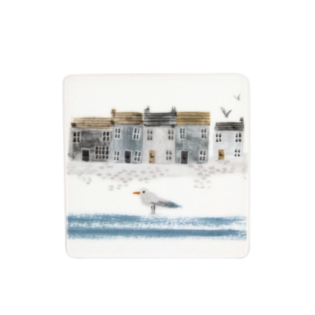 Bone China Coaster - Coastal Scene