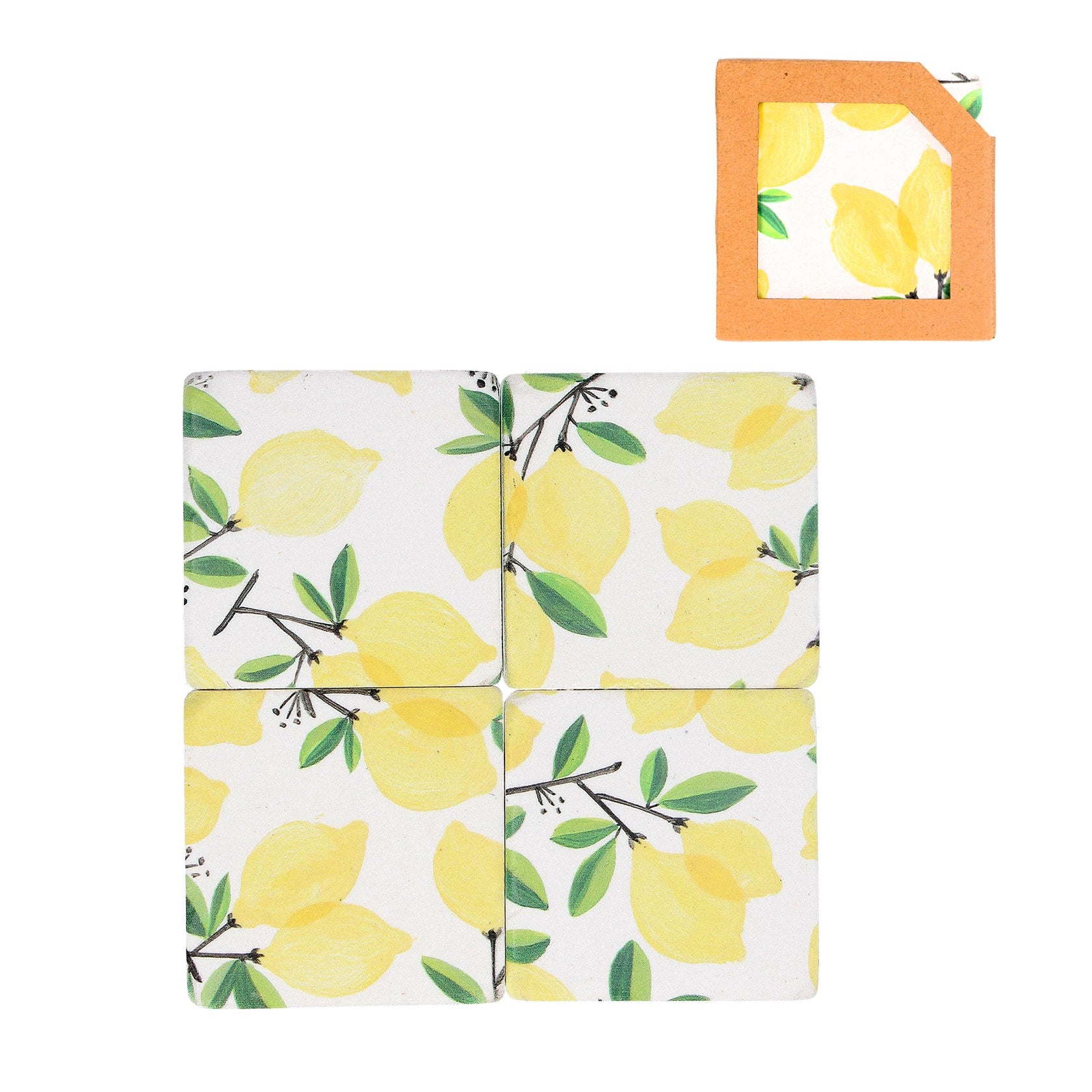 4 Resin Coasters - Lemon Tree