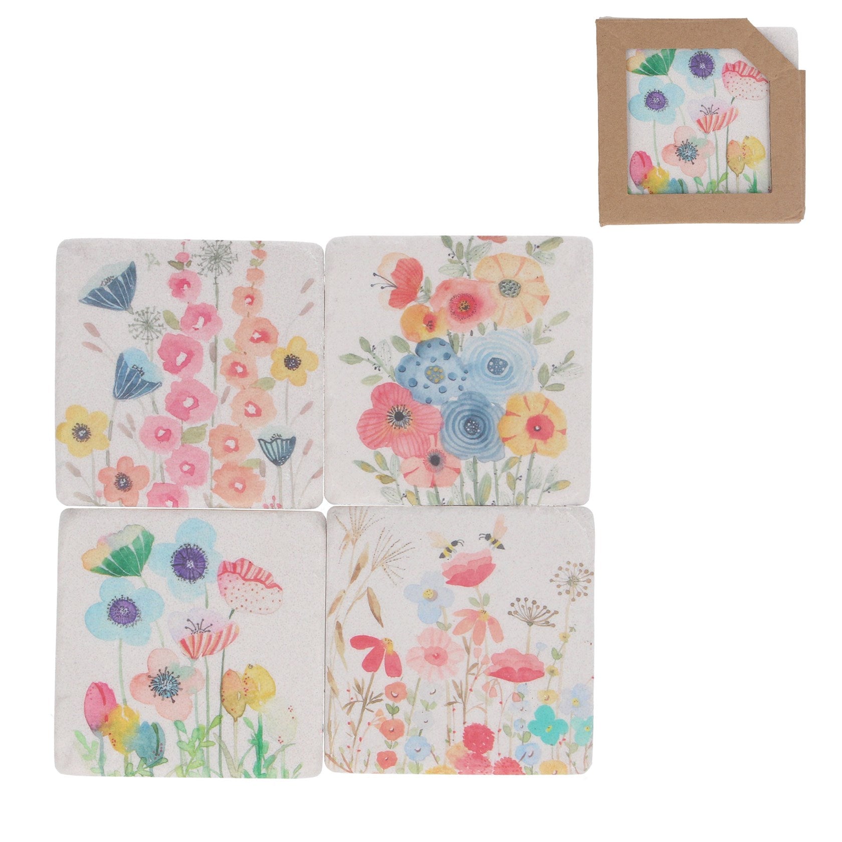 4 Resin Coasters - Whimsy Blooms