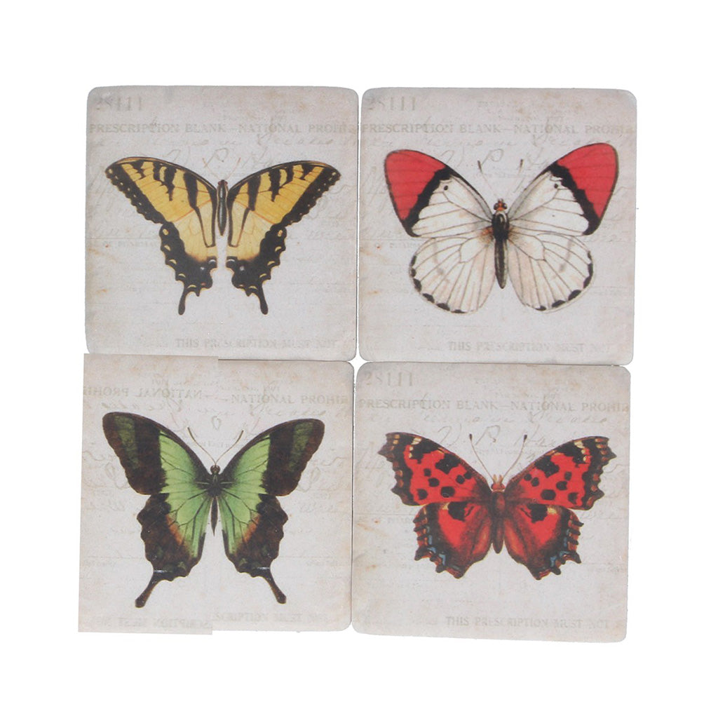 4 Resin Coasters - Bright Butterflies