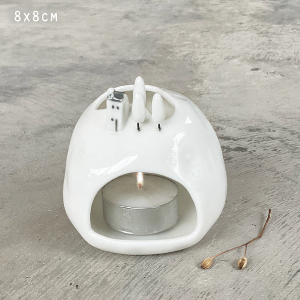 Porcelain Tea Light Holder - Lake House