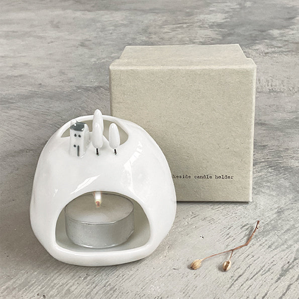 Porcelain Tea Light Holder - Lake House