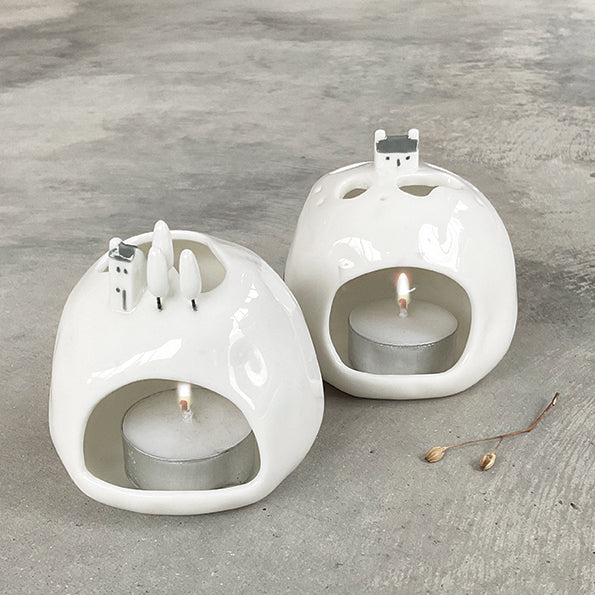 Porcelain Tea Light Holder - Lake House