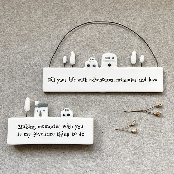 Hanging Porcelain Scene - Fill Your Life With Adventures